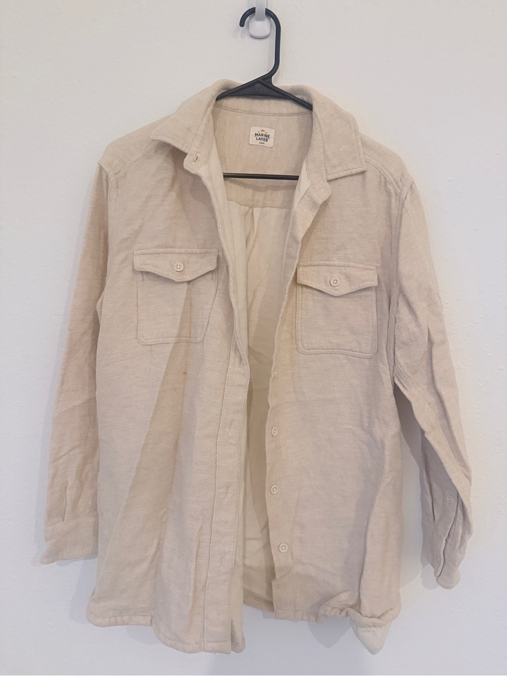 Marine Layer Women’s Light Cream Button-Up Shirt Jacket
